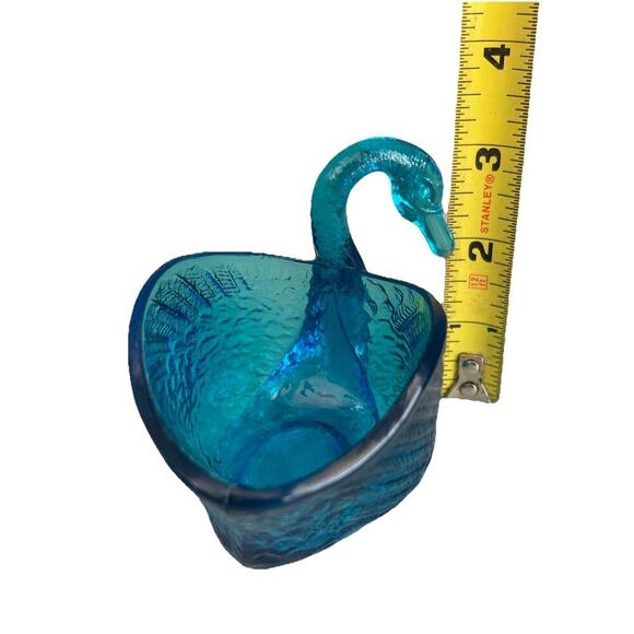 Vintage Swan L E Smith Glass Turquoise Blue Trinket Dish Nautical Beach Decor - Picture 10 of 16